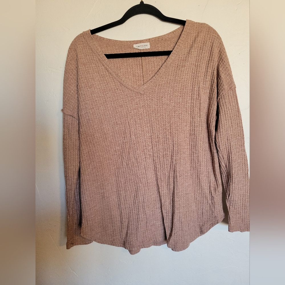 Ribbed V-Neck Long Sleeve